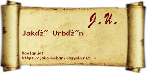 Jakó Urbán névjegykártya